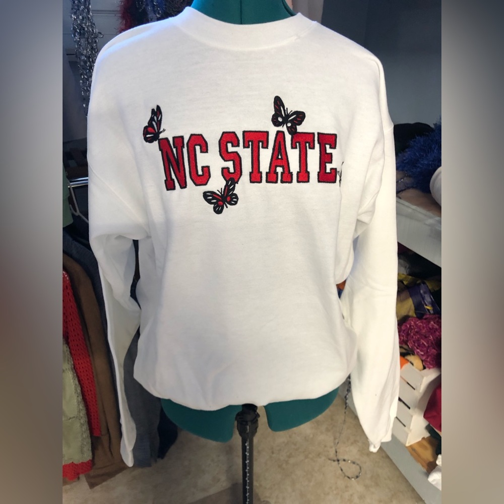 NC STATE sweatshirt. Embroidered unisex NCSU crew neck